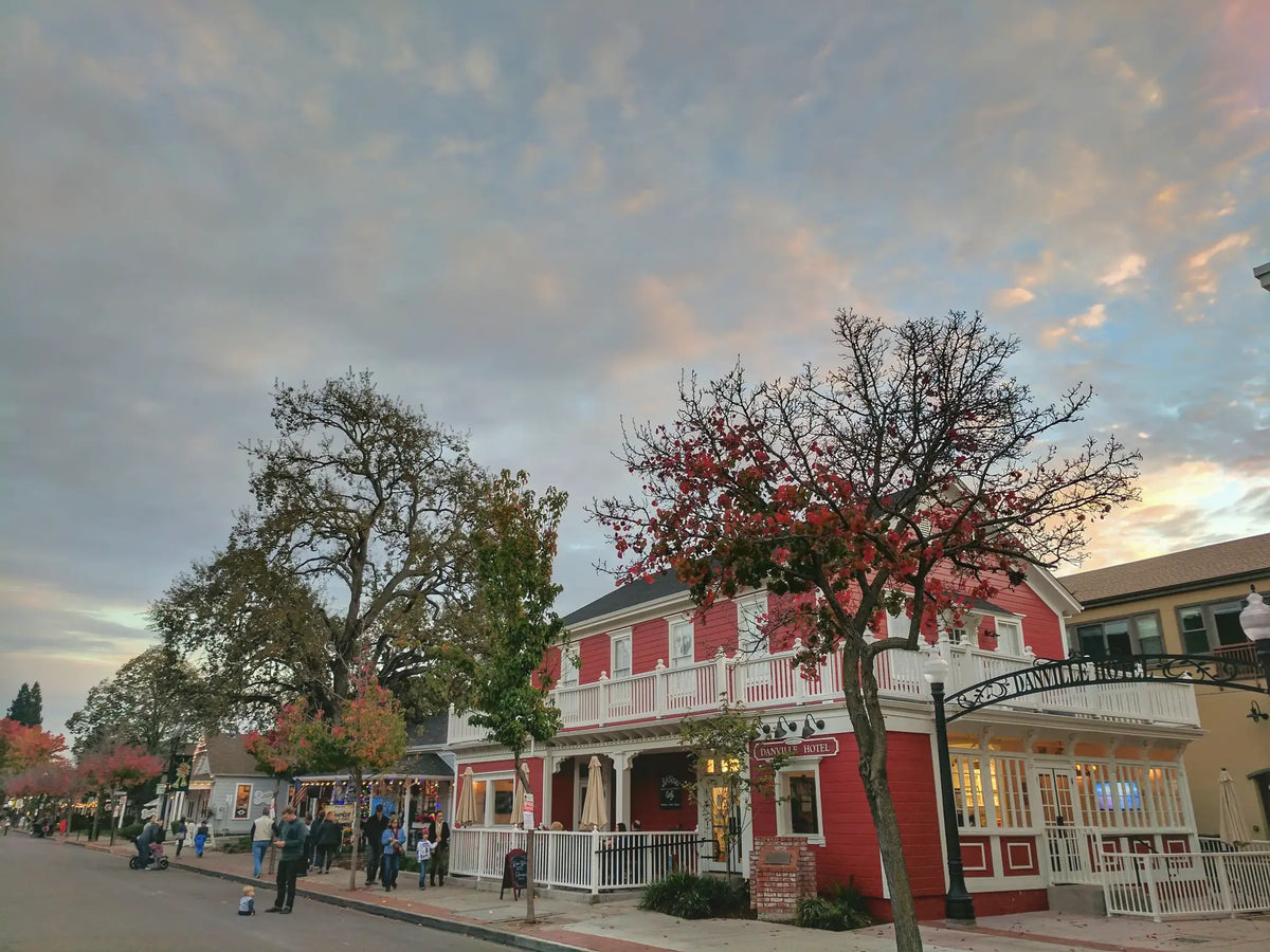 Hartz Avenue and the Danville Hotel in downtown Danville, photographed by Danvilleca in 2016.