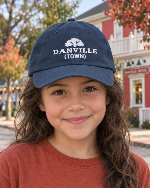 Danville (Town) | Embroidered Youth Cap worn by a child in a Danville lifestyle visualization matching the saved supplier design.