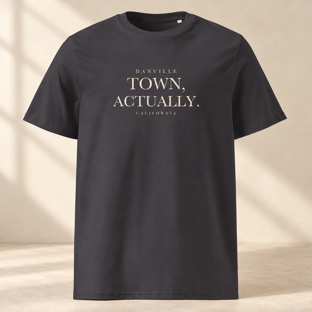 Town, Actually | Originals Organic Tee — studio view, Anthracite