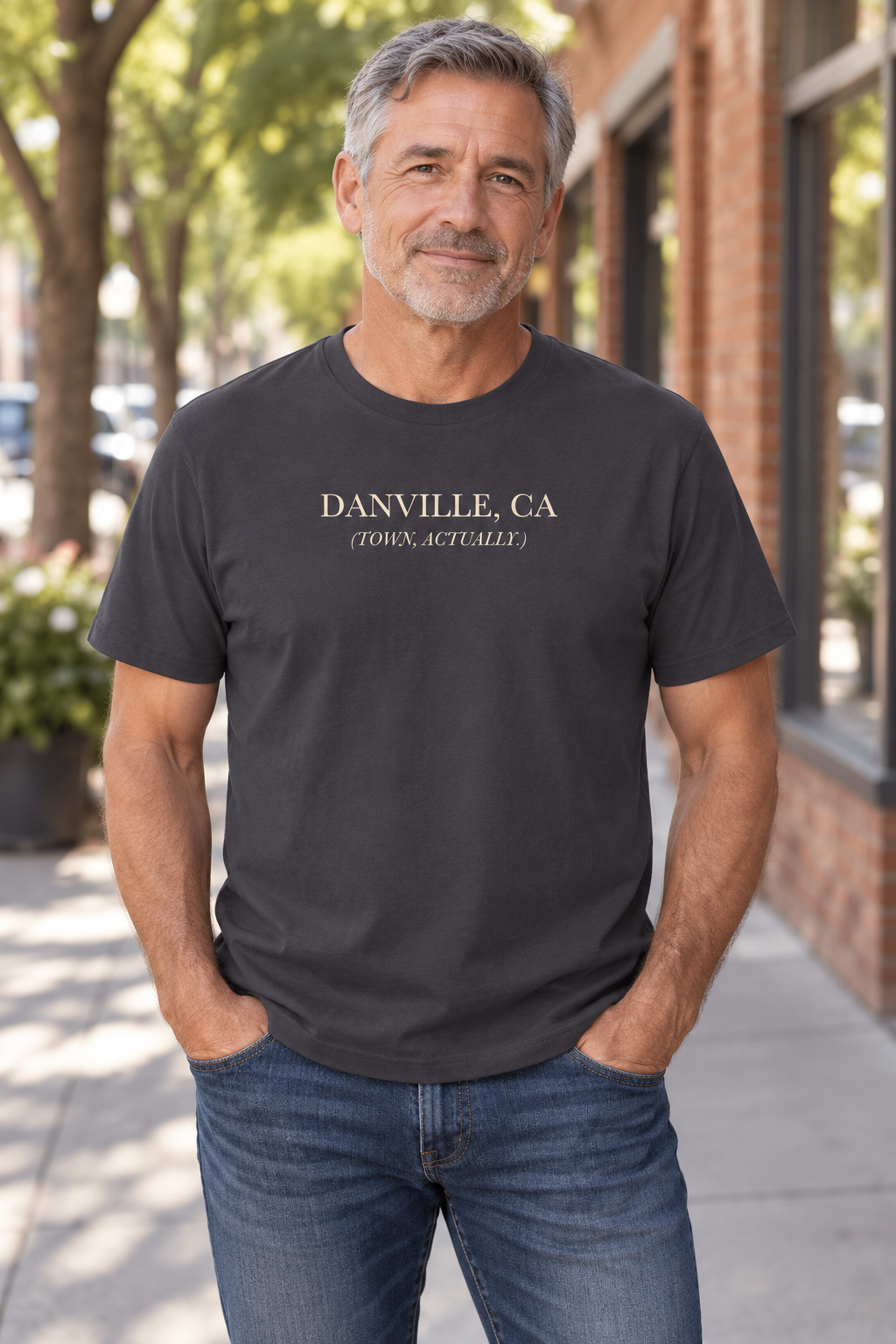 Danville, Town Actually (Parentheses) | Originals Organic Tee — lifestyle view, Anthracite