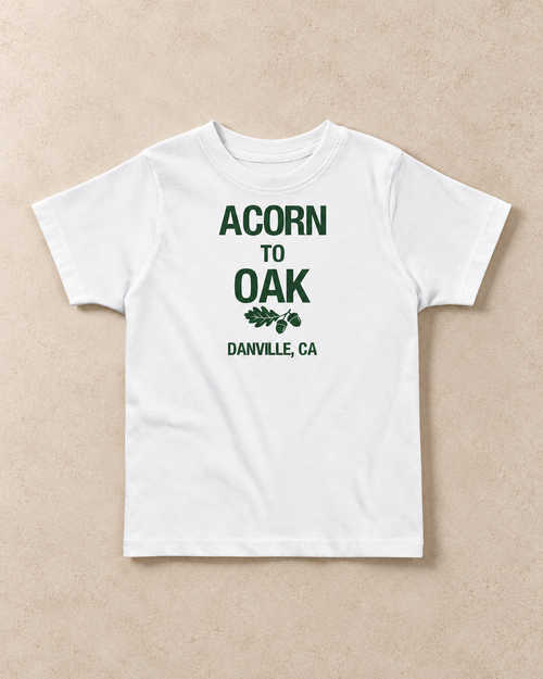 Acorn to Oak, Danville | Toddler Tee — full product on warm textured stone with soft natural shadows.